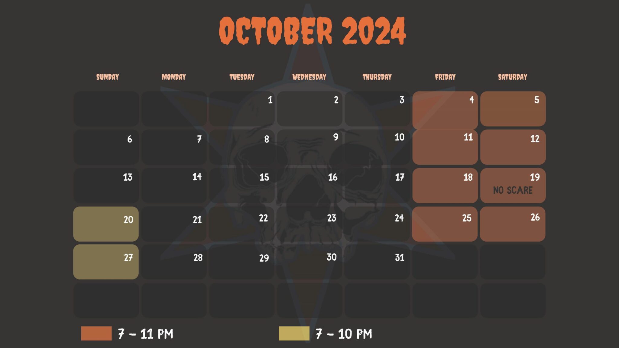 Halloween October 2022 Calendar